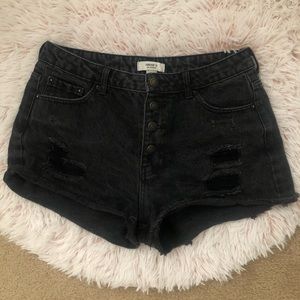 Forever 21 high waisted distressed black shorts